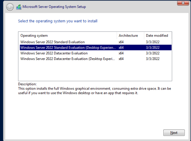 Select Desktop Experience During installation